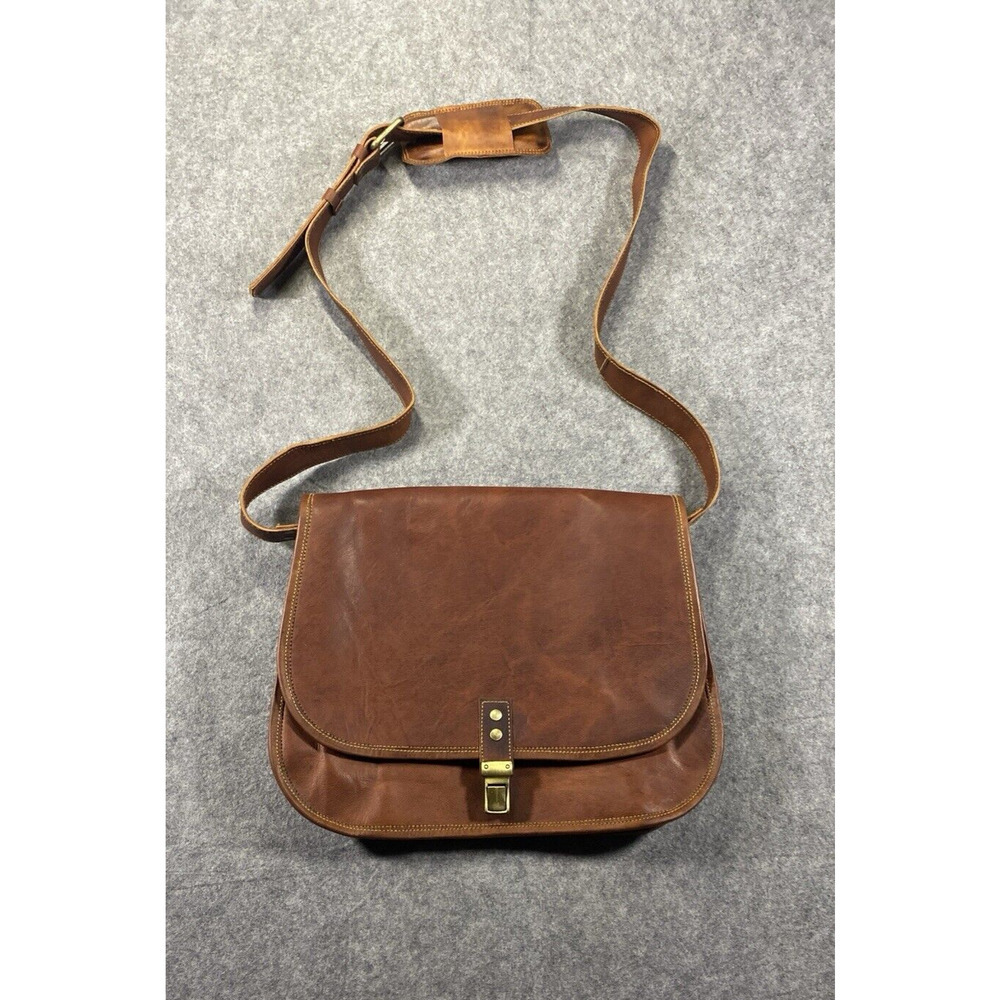 Komil's Passion Leather Messenger Bag Brown Leather Briefcase Adjustable Strap